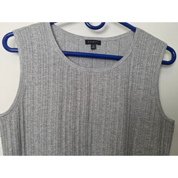 Women's TALBOTS Silver Ribbed Knit Tank Top M - Picture 3 of 5